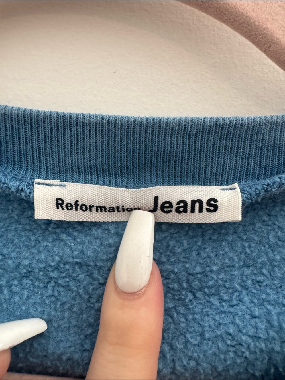 REFORMATION Jeans Blue Hunter 100% Organic Cotton Crop Sweater Pullover - Picture 4 of 5